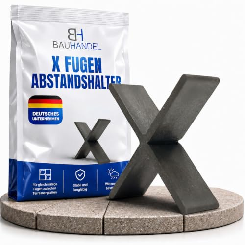 Bauhandel24 - Fugenkreuze 3mm für Terrassenplatten 300 Stk., Fugenkreuz auch als T-Stück, Abstandshalter 15mm Höhe, Kreuze im Außenbereich für Platten Pflaster Terrasse Balkon