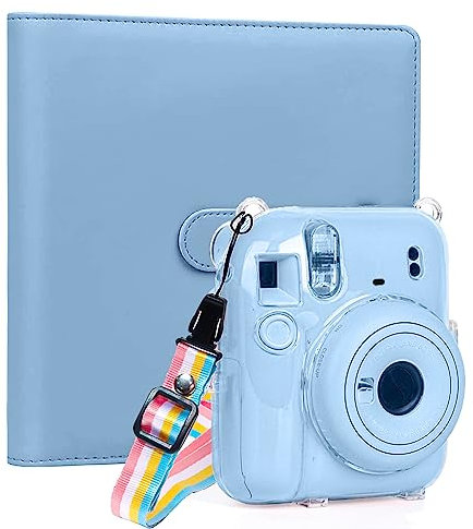 Fotoalbum Mit 256 Taschen, Kompatibel Mit Fujifilm Instax Mini Instant Film + Kamera-Etui für Instax Mini 11 (Blau)