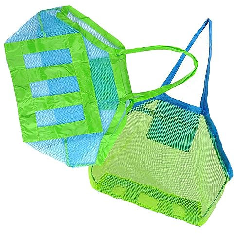 2 Stück Strandspielzeug Tasche Groß, Changyeah Netztasche Sandspielzeug, Strandtasche Netztasche, für Strandspielzeug Wiederverwendbare Faltbare