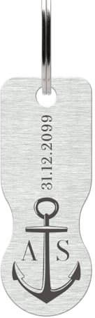 Kartenmachen.de Personalisierter Edelstahl Einkaufswagenlöser Schlüsselanhänger inkl. Lasergravur mit Schlüsselring - Anker