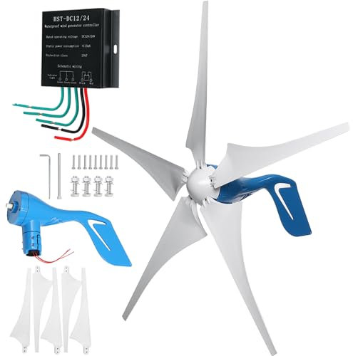 ZHOZHUT Aerogenerador 1000W / 1200W Generador De Turbina De Viento 12V / 24V / 48V Generador De Viento Horizontal con Mando Y 5 Cuchillas, Alternador Trifásico De Núcleo De Cobre Puro,1000w,48V