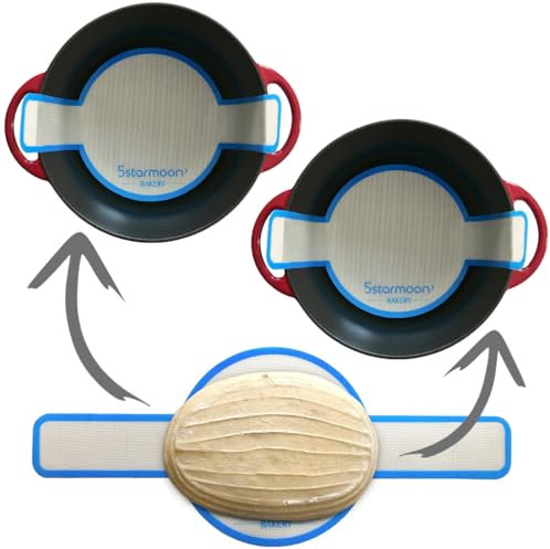 UK Designed - 2 Silicone Bread Slings for Dutch Oven - Reusable Bread Mat - Heat Resistant Dutch Oven Liners with Long Handles - Twin Blue Trim