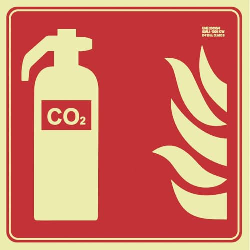 IberNorma FPB406 Señal Extintor Co2 21x21cm Clase B D≤10m PVC Luminiscente Homologada nueva UNE 23034:2023 y RIPCI (Clase B)