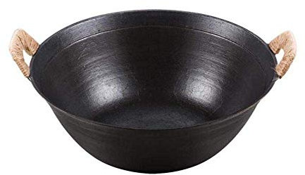 Wok/sartén de Hierro Fundido Antiadherente con Tapa Olla de Hierro Fundido Binaural Antideslizante Stay-Cool Mango de Madera Estufa de Gas A-36 (B 40)