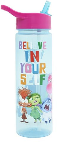 Disney Inside Out 2 600ml Kids Water Bottles with Straw by Polar Gear - Back to School Supplies Girls Water Bottle - Water Bottle for Kids - Official Inside Out Merchandise