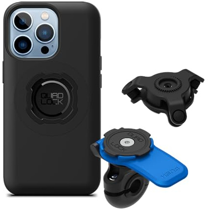 Quad Lock Motorcycle Mirror Phone Mount Kit with Vibration Dampener and iPhone 13 Pro MAG Case