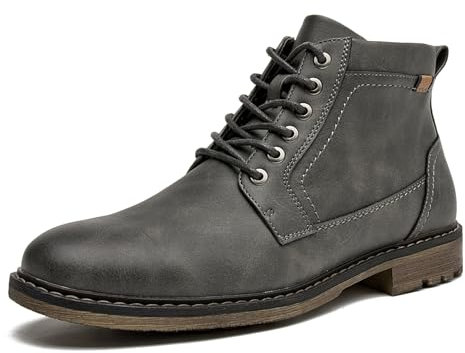 Herren Chukka Boots Casual Dress Boots Reißverschluss Motorrad Kampfstiefel Wasserdicht Stiefeletten Schnürstiefel Mode Leder Stiefel, GRAU, 42.5 EU