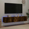 Canditree Floating TV Cabinet with LED Lights, Floating TV Stand with Storage, Floating TV Shelf Wall Mounted Entertainment Center, 160 cm (Smoked Oak)