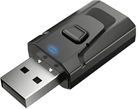 Bluetooth 5.0 Transmitter Receiver, 3.5mm Aux USB Adapter, Low Latency, Built in Mic, Music Streaming, Handsfree Calls, Driver for TV, PC, Home Car Stereo, Headphones, Speaker