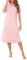 Litherday Chemise de Nuit Femme Longues Coton Robe de Nuit Col Rond Manches Courtes Nuisette avec Poches Rayé Vêtement de Nuit