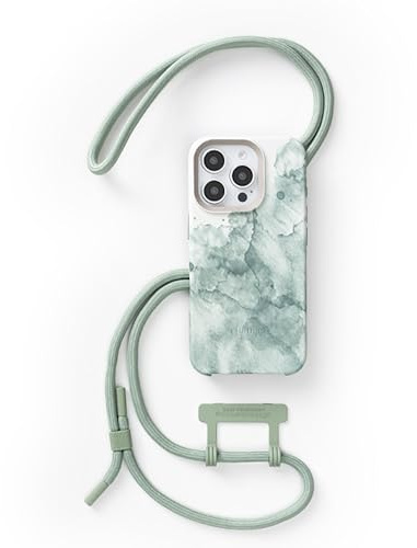 Woodcessories - Change Case, Nachhaltige Handykette abnehmbar kompatibel mit iPhone 16 Pro Hülle mit Band Aqua Green - biologisch abbaubar