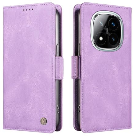 ILING Case for Xiaomi Redmi Note 14 Pro+ Plus 5G, Ultra-thin Leather PU Skin Wallet Cover Flip Folio Shockproof Case with Card Slots, Kickstand, Magnetic Close, RFID Blocking (Purple)