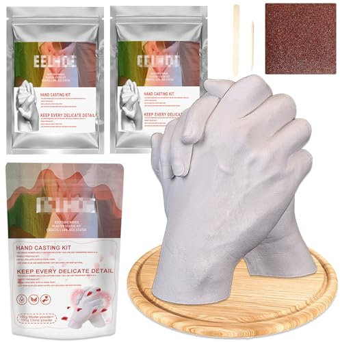 Ekukeon Kit per Calco Mani Set, Kit Calco Mani Coppia 3D, Regali san Valentino per Lei, Calco Gesso Mani, Gesso per Stampi Mani, Regali per Lei, Regali per Lui, Regali Coppia
