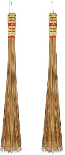 2er-Set robuster Outdoor-Besen aus echten Kokosblättern – 81 cm lang, für verschiedene Oberflächen geeignet, asiatischer Besen im Landhausstil, strapazierfähig und natürlich (Thai Kokosblatt-Besen)