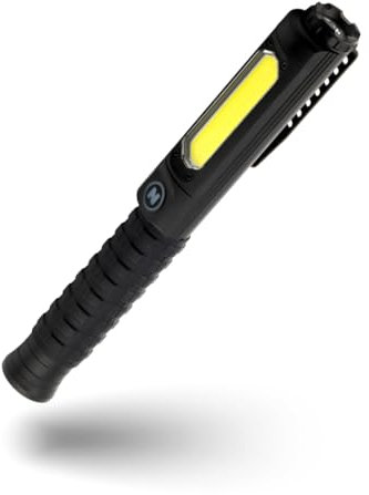 NEBO Big Larry Pro Plus - 600 Lumen LED-Taschenlampe mit COB-Arbeitslicht - Camping Zubehör - Clip und Magnetfuß für freihändiges Leuchten - Batteriebetrieben, dimmbar, Schwarz