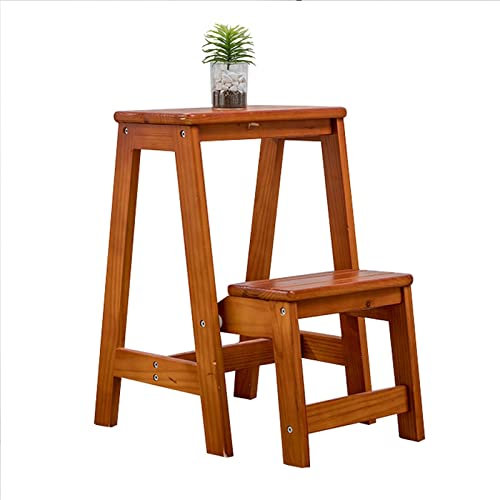 DONGGANSHI Escabeau en Bois, Tabouret de Cuisine à 2 marches pour intérieur et extérieur, escabeau Pliable, Petite échelle, Banc à Chaussures/étagère à Fleurs Portable, sécurité antidérapante