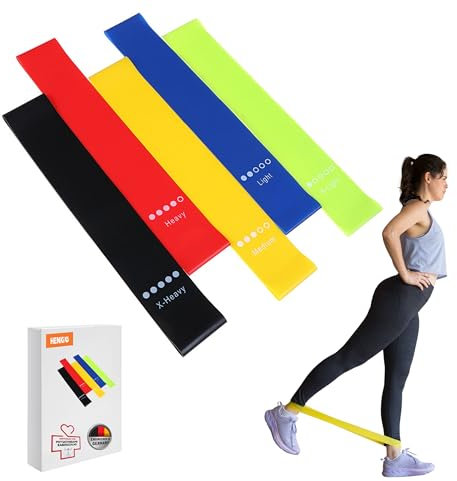 Fitnessbänder Widerstandsbänder mit 5 Stufen, Latex Fitnessband Resistance mit Deutscher Übungsanleitung & Tragebeutel, Gymnastikband für Muskelaufbau, Yoga - 5er Set