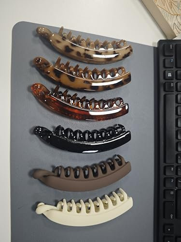 Kavya Pinzas Pelo Mujer -6 Piezas Plástico Banana Clip Antideslizante Pinzas Para el Pelo Leopardo Hair Clips Vintage Accesorios Pelo Mujer Para Mujeres y Niñas