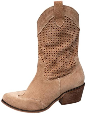 Stivali Estivi Cowboy Western Scarpe Punta Camperos Etnici Camperos Western Traforati Stivaletti A Punta Cowboy Stivali Donna Estivi Traforati Bianchi