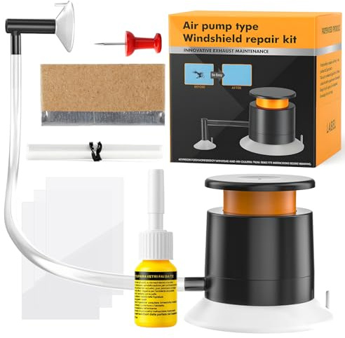 YAOBLUESEA Steinschlag Reparaturset Windschutzscheibe, Universelles Auto Glas Reparatur Set mit Vakuumpumpe, Professionelles Windschutzscheibe Reparaturset für Steinschlag Reparatur, OHNE UV-Lampe