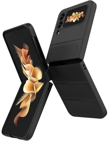 BonYonka Case for Samsung Galaxy Z Flip 3, Hard PC Slim Fit Bumper Case, Anti-Scratch Shockproof Protective Phone Cover, Black