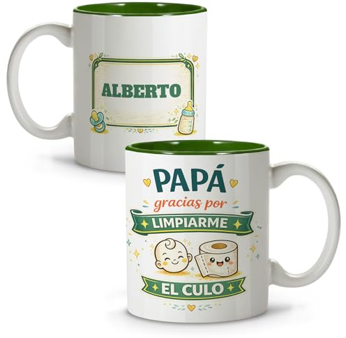 Taza Papa Personalizada Desayuno. Dia del Padre Regalos. Regalo Padre Personalizado Papa Primerizo. Apta para Lavavajillas. Taza Personalizada día del Padre 330ml. Gracias por Limpiarme el Culo