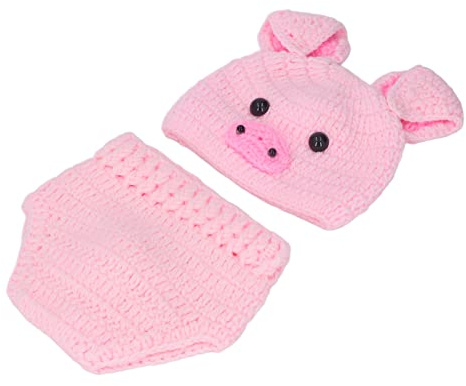 Omquot Cute Animals Photography Costumes for Children Wool Thread Photography Props for Newborn 0-3 Months, Soft Cotton Material (Pink)