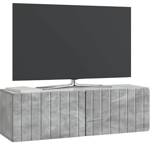 vidaXL Wandmontierter TV-Schrank Betongrau 98 x 31 x 30 cm, Wohzimmer, rechteckiger, moderner Wandschrank, stylischer TV-Ständer, viel Stauraum für Dein Zuhause