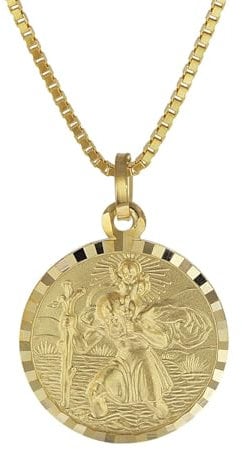 trendor Christophorus Anhänger Gold 333 mit plattierter Herren-Halskette 08520-50 50 cm