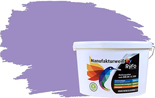 RyFo Colors Bunte Wandfarbe Manufakturweiß Orchideenpurpur 10l - weitere Violett Farbtöne und Größen erhältlich, Deckkraft Klasse 1, Nassabrieb Klasse 1