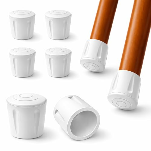 Ajile – 4 pcs - Protection Pied de Chaise et Table – Patins épais Antidérapants et Résistants - Embout à insérer - Protège Sols et Meubles - Tampon en Caoutchouc Blanc Ø32 mm - Fabriqué en Europe