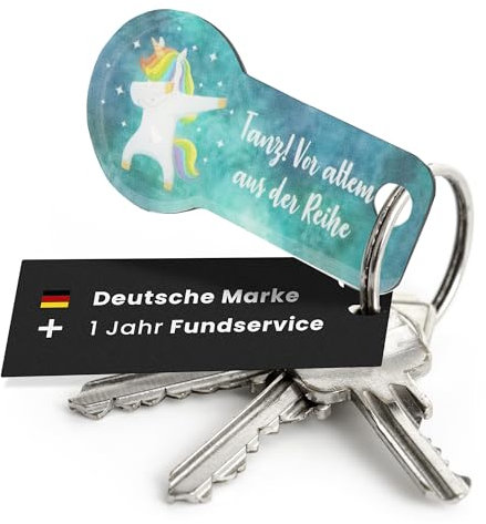 Einkaufswagenlöser ® Tanzendes Einhorn/Schlüsselanhänger Einkaufschip mit Schlüsselfundservice/Abziehbarer Einkaufswagenchip Metall, Chip Einkaufswagen, Key Finder / 1 Stück