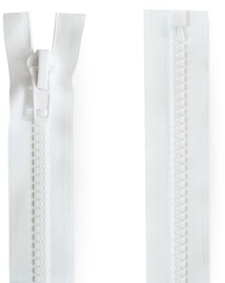 TENDAGGIMANIA Cerniera Lampo Divisibile con Catena 10 MM -Colore BIANCO -Lunghezza 150 CM - Cerniera Lampo Doppio Cursore ANTI CORROSIONE ANTI UV in Nylon ideale per Nautica e Ambienti esterni