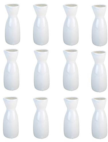 JapanBargain Botella de sake de porcelana blanca de 2723 x 12 pulgadas, apta para microondas, 4 onzas, paquete de 12