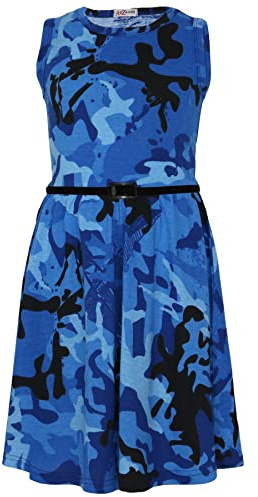 A2Z Girls Camouflage Sleeveless - A2Z Camo Skater Dress Blue 9-10