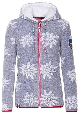 Almgwand W Wildalpe Grau - Weiche trendige Damen Strickfleece-Jacke, Größe 42 - Farbe Anthracite - Beige