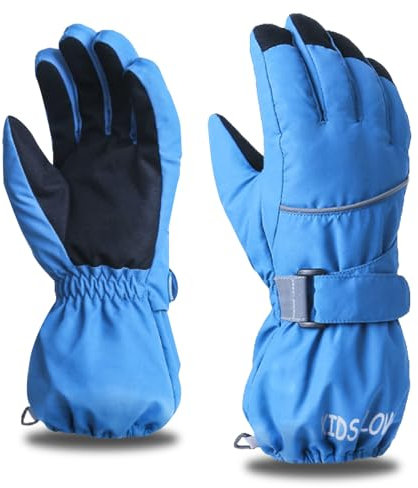 Azarxis Skihandschuhe für Kinder, Warme Winterhandschuhe, Winddichte Verdickt Handschuhe für Laufen Skifahren Wandern Snowboard (Hellblau, M (7-10 Jahre alt))