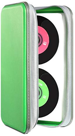 UENTIP CD-Hülle mit 96 Kapazitäten, tragbare DVD-Hülle aus Hartplastik, CD-Organizer, Brieftasche, schützende DVD-Aufbewahrung (grün96, 96)