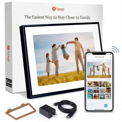 Loop Digitaler Wi-Fi-Bilderrahmen mit Touchscreen, 25,4 cm Display, der einzige Rahmen, der Textnachrichten-Fotos direkt zum Rahmen bietet, einfach zu bedienende App, Geschenk, um Freunde und Familie