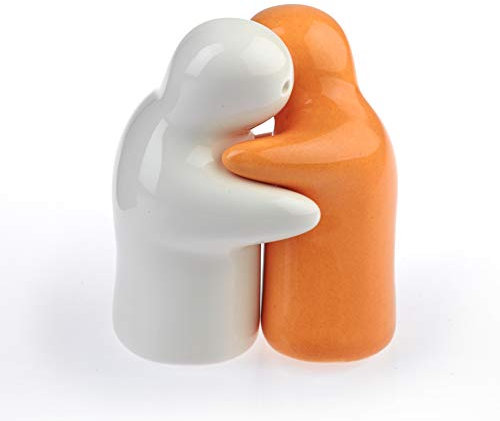 by-Bers Salz- und Pfeffergeister, lovers und Liebende, die Umarmenden Gespenster, die wohl süßesten Salzstreuer der Welt (gelborange/weiß)