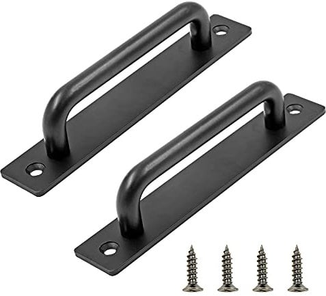 Jiozermi 2 Pack Sliding Barn Door Handle, 5.9 Inch Gate Door Handles, Aluminium Alloy Door Pull Handle for Sliding Barn Door Gate Cabinet Closet Drawer Garage Shed, Black