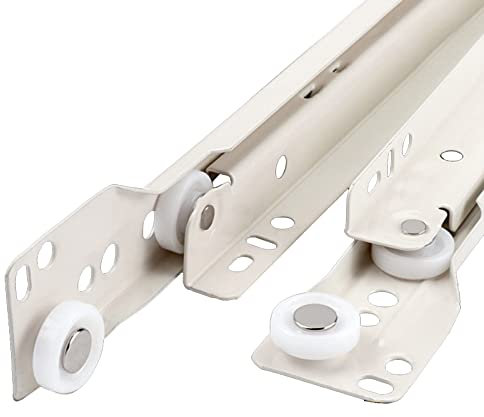 Schubladen-Auszug Teilauszug Schubladenschienen Rollenauszug Kugelführung,Stahl,für Holz-Schubkästen Küchenschränke,Weiß,Tragkraft 25 kg,1 Paar(Size:55cm(22in))