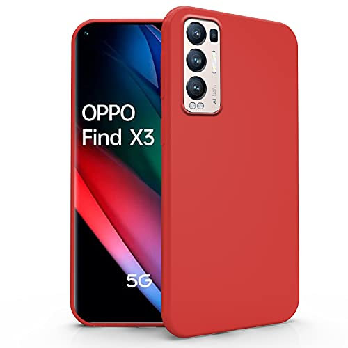 N NEWTOP Cover Compatibile con Oppo Find X3 Neo - Reno 5 Pro+, Custodia TPU SOFT Gel Silicone Ultra Slim Sottile Flessibile Case Posteriore Protettiva (Rosso)
