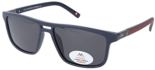 Polarisierende Montana Eyewear MP3A Sonnenbrille aus Kunststoff mit stylischem Doppelsteg in Dunkelblau