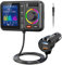 Nulaxy Auto FM Transmitter Bluetooth 5.0 mit großem Farbbildschirm, Unterstützung Freisprecheinrichtung, Siri&Google, MP3-Musikspieler BASS&TRE Booster, TF-Karte/AUX-KM28 Grün
