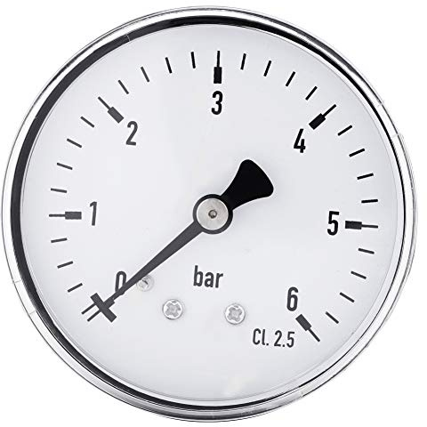 Uadme Manometer, 2,3 Zoll Pneumatische Hydraulische Allzweck Manometer, Luft Öl Wasser Hydraulische Manometer, 0-6 Bar, 1/4 NPT Gewinde, Hydraulische Messgeräte