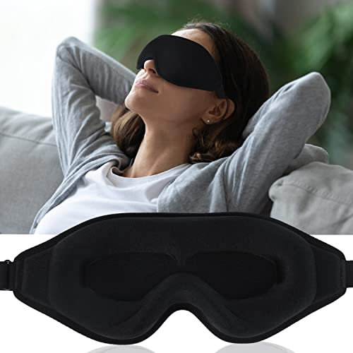 Schlafmaske fur Herren und Frauen, Eysilk 2022 Neues Upgrade 3D Tief Schlafbrille Bequem, Augenmaske fur Seitenschlafer, Atmungsaktive 100% Lichtblockierung Schlafmaske fur Reisen, Yoga(Schwarz)