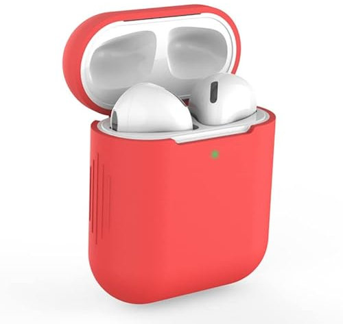 Silicone Protective Case/Cover Compatible with AirPods 1 & 2 [Red]