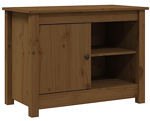 vidaXL Solid Wood Pine TV Cabinet - Honey Brown TV Stand for Living Room and Bedroom - Media Console with Ample Storage