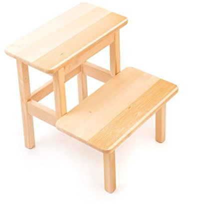 Ribnican Marchepied en bois de hêtre massif à 2 marches 40 x 40 x 40 cm